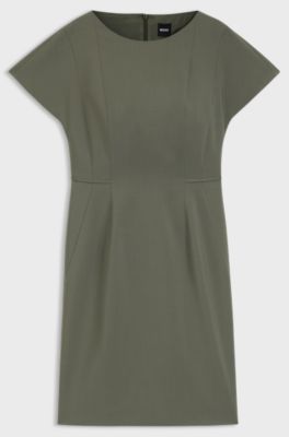 Slim-fit dress in Italian stretch wool, Dark Green