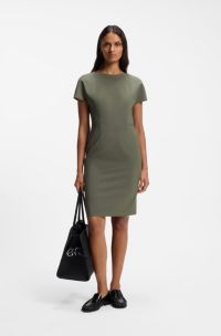 Slim-fit jurk van Italiaanse stretchwol, Donkergroen