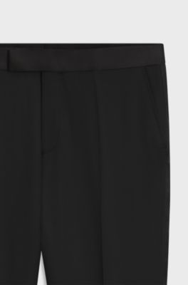 BOSS ONE virgin-wool tuxedo trousers, Black