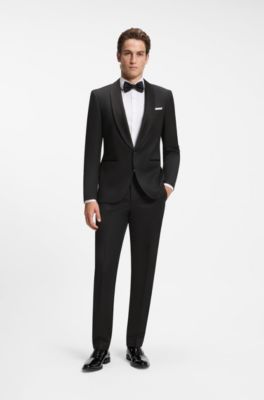 BOSS ONE virgin-wool tuxedo trousers, Black