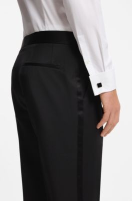 BOSS ONE virgin-wool tuxedo trousers, Black