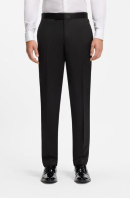 BOSS ONE virgin-wool tuxedo trousers, Black