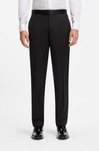 BOSS ONE virgin-wool tuxedo trousers, Black