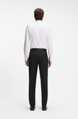 BOSS ONE virgin-wool tuxedo trousers, Black