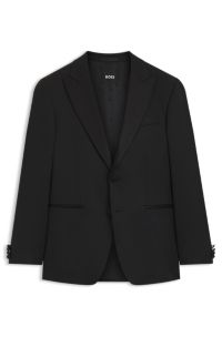Slim-fit tuxedo jacket with silk-blend trims, Black