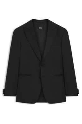 Boss Uomo Nero Giacca Da Smoking Slim Fit Con Finiture In Misto Seta