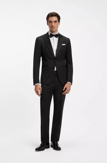 Slim-fit tuxedo jacket with silk-blend trims