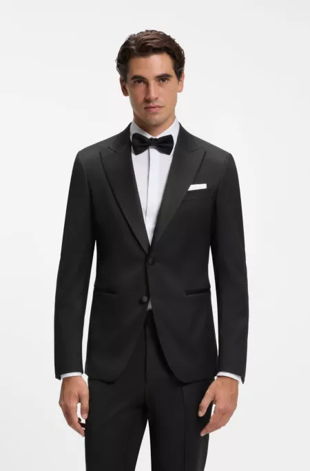 Slim-fit tuxedo jacket with silk-blend trims