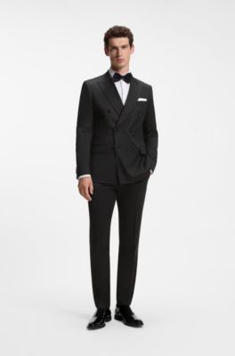 BOSS ONE slim-fit suit jacket in virgin wool, Black