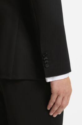 BOSS ONE slim-fit suit jacket in virgin wool, Black