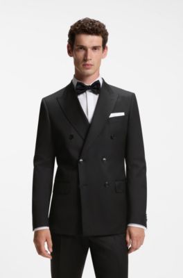 BOSS ONE slim-fit suit jacket in virgin wool, Black