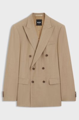 Slim-fit jasje van scheerwollen serge, Beige