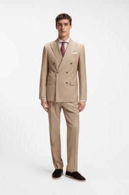 Slim-fit jacket in virgin-wool serge, Beige