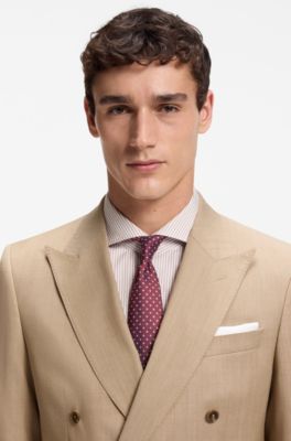 Slim-fit jasje van scheerwollen serge, Beige