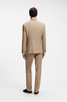 Slim-fit jasje van scheerwollen serge, Beige