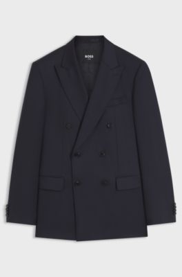 BOSS ONE slim-fit colbert van scheerwol, Donkerblauw