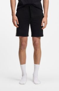 Stretch-cotton pyjama shorts with signature-stripe trims, Black