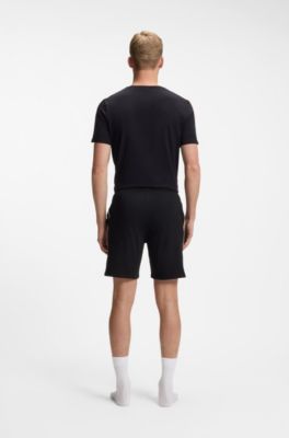 Stretch-cotton pyjama shorts with signature-stripe trims, Black