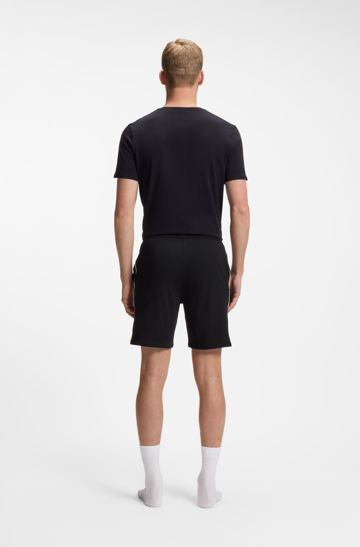 Boss Stretch-cotton pyjama shorts with signature-stripe trims herr – bild 2