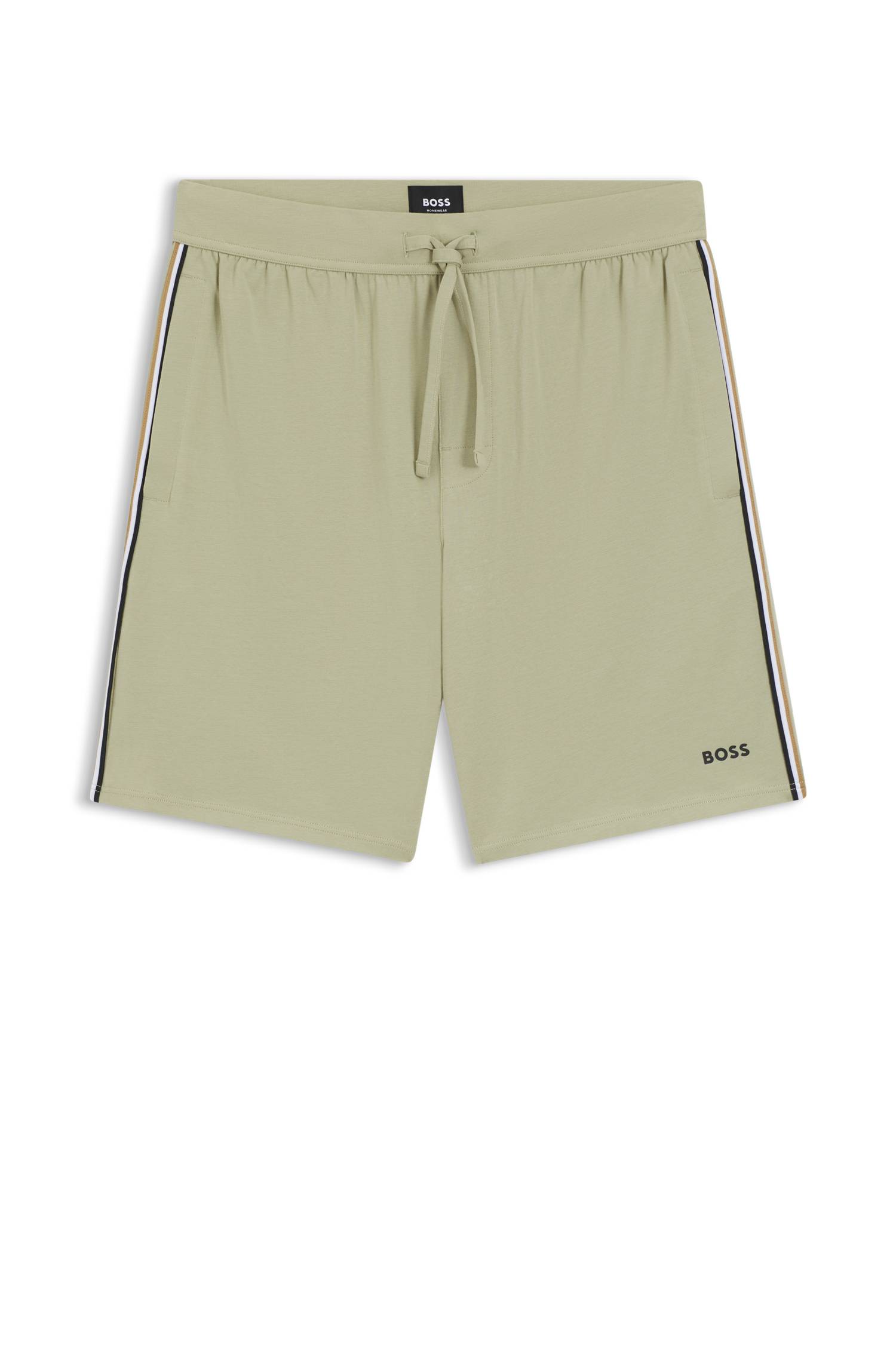Boss Stretch-cotton pyjama shorts with signature-stripe trims herr – bild 4