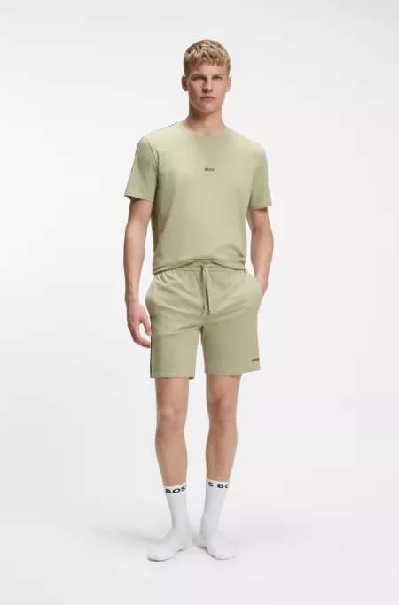 Short de pyjama en coton stretch avec finitions à rayures emblématiques