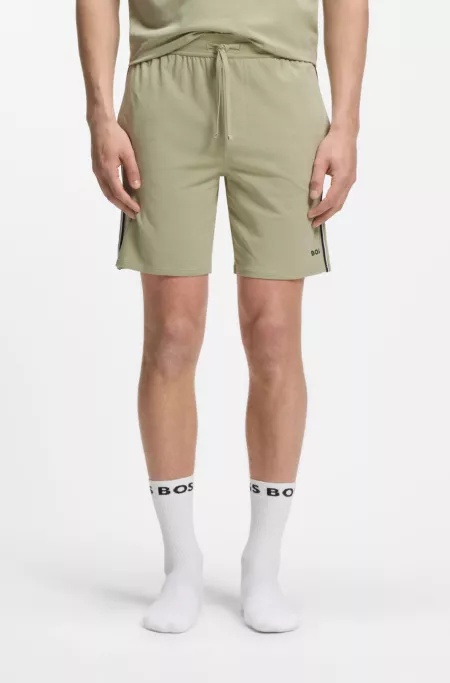 Short de pyjama en coton stretch avec finitions à rayures emblématiques