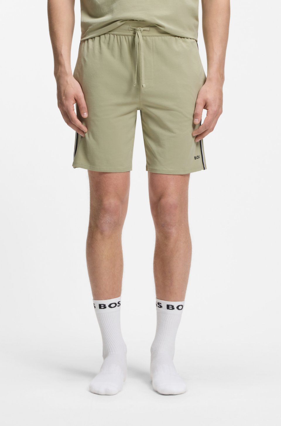 Stretch-cotton pyjama shorts with signature-stripe trims