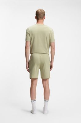 Stretch-cotton pyjama shorts with signature-stripe trims, Light Green