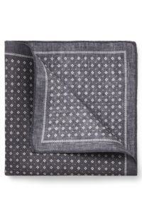 Carr&eacute; de poche en soie &agrave; motif imprim&eacute;, Noir