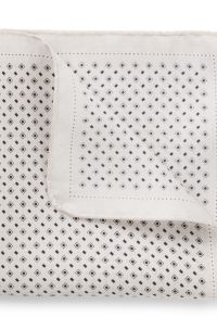 Silk pocket square with printed pattern, White Patterned