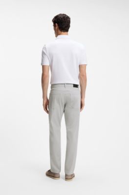 Maine regular fit-byxor i borstad twill, Ljusgr&aring;
