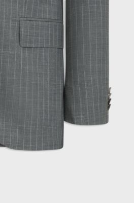 BOSS ONE Two-piece regular-fit suit in a wool blend, Grey Stripes