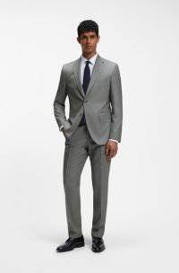 BOSS ONE Costume deux pi&egrave;ces Regular en laine m&eacute;lang&eacute;e, Rayures grises