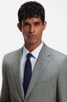 BOSS ONE Two-piece regular-fit suit in a wool blend, Grey Stripes
