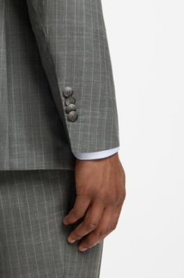BOSS ONE Two-piece regular-fit suit in a wool blend, Grey Stripes