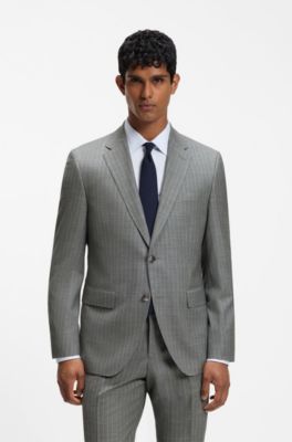 BOSS ONE Two-piece regular-fit suit in a wool blend, Grey Stripes