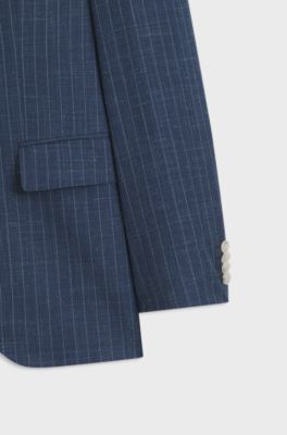Two-piece regular-fit suit in a wool blend, Blue stripes