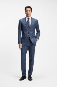 BOSS ONE Tweedelig regular-fit pak van een wolmix, Blauwe strepen