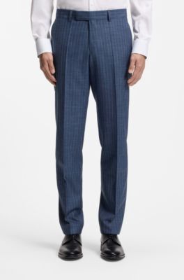 Two-piece regular-fit suit in a wool blend, Blue stripes