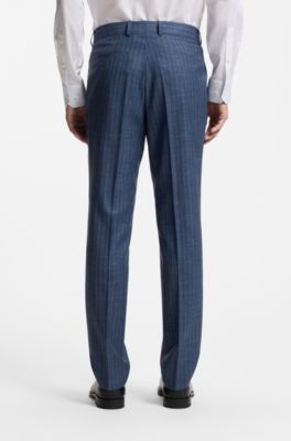 Two-piece regular-fit suit in a wool blend, Blue stripes