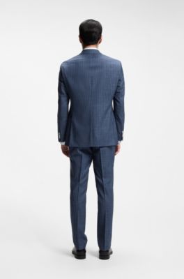 Two-piece regular-fit suit in a wool blend, Blue stripes