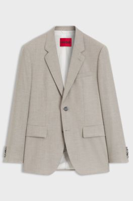 Modern fit jakkes&aelig;tsjakke i twill med str&aelig;k, Beige