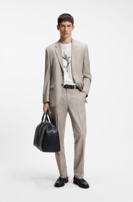 Modern-fit suit jacket in stretch twill, Beige