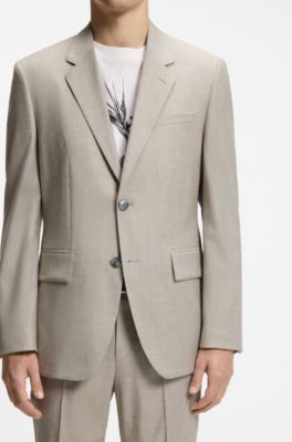 Modern fit jakkes&aelig;tsjakke i twill med str&aelig;k, Beige