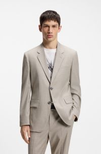 Modern-fit suit jacket in stretch twill, Beige