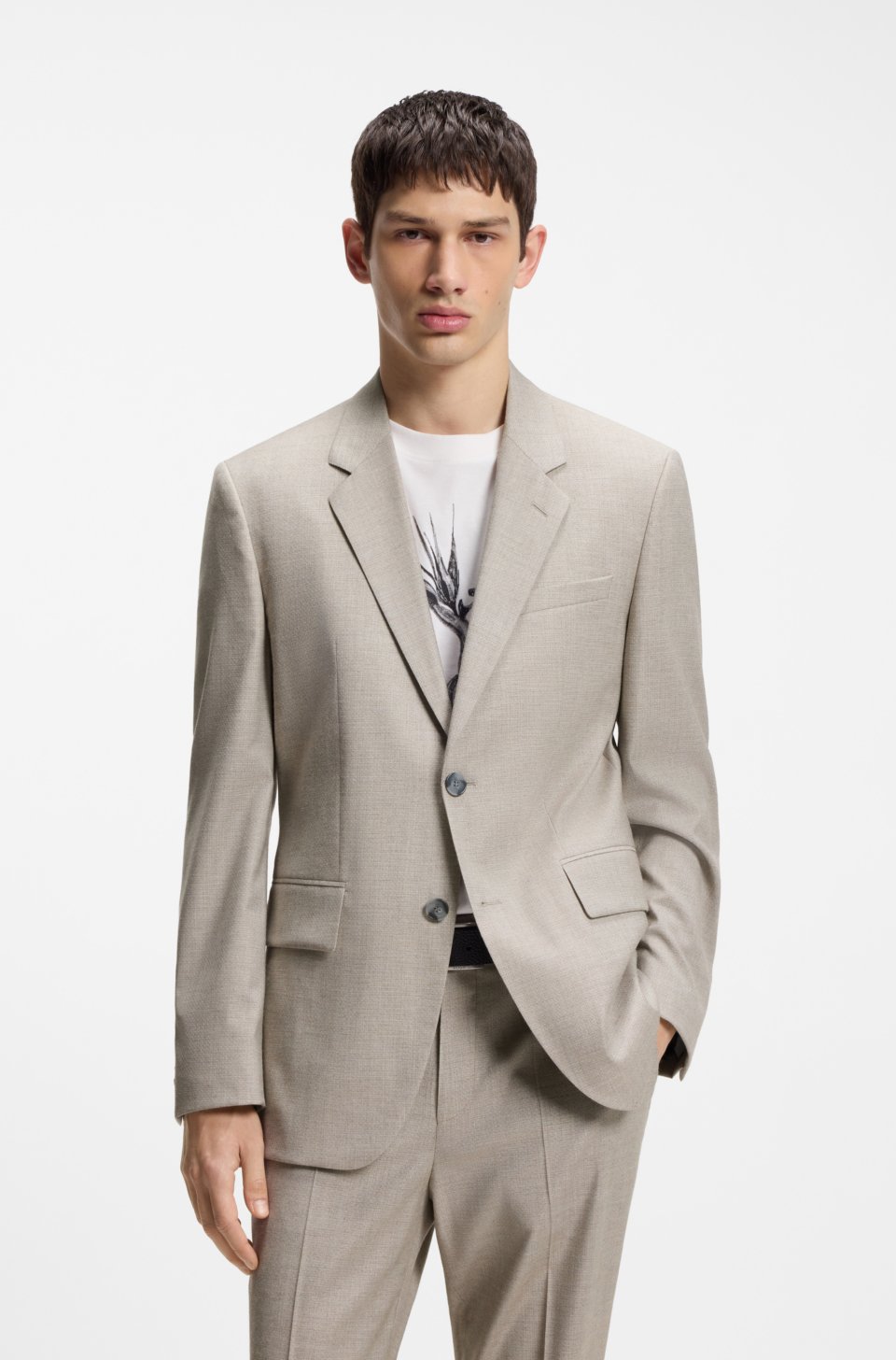 Modern-fit suit jacket in stretch twill
