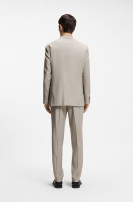 Modern-fit suit jacket in stretch twill, Beige