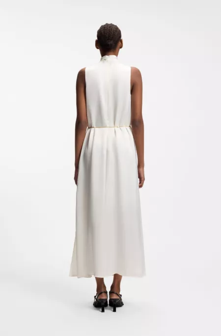 Satin maxi dress with removable chain belt