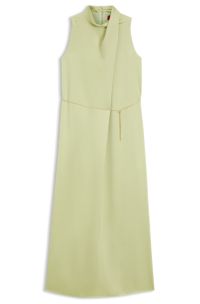 Satin maxi dress with removable chain belt, Beige