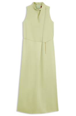 Satin maxi dress with removable chain belt 1